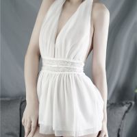 （情趣内衣）羞羞宝贝深V性感挂脖睡裙(白）